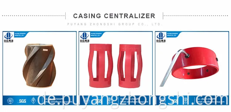 API -zertifizierte Gehäuse Centralizer mit Spiralnagelstoppkragen für Ölbohrloch -Stopp -Ringschlupf auf Set Schraube Slurries Stahl